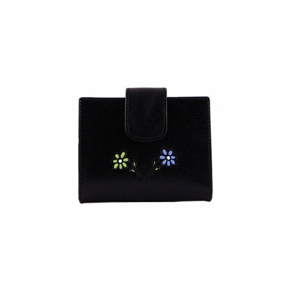 Billetero pequeño en piel juvenil con flores - Imagen 2