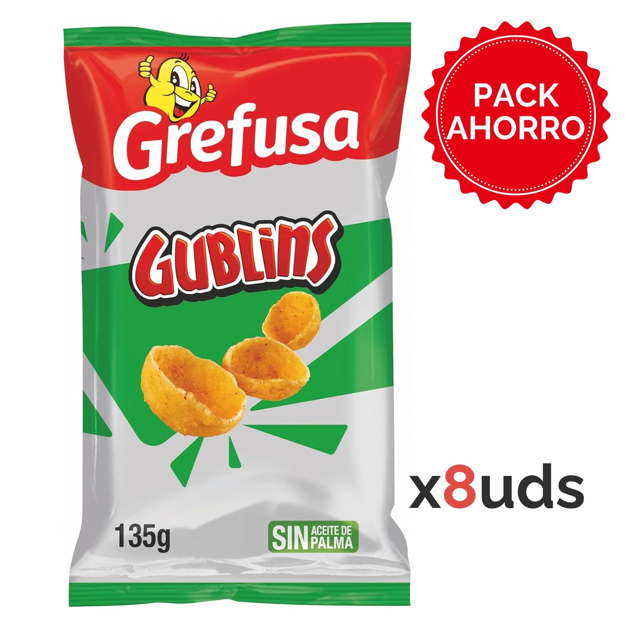 Pack Gublins Sabor Barbacoa - Pack de 8 Bolsas Individuales de Aperitivo Crujiente de Ma?z ? Ideal para Picar ? Bolsa 135g x 8 - Imagen 2