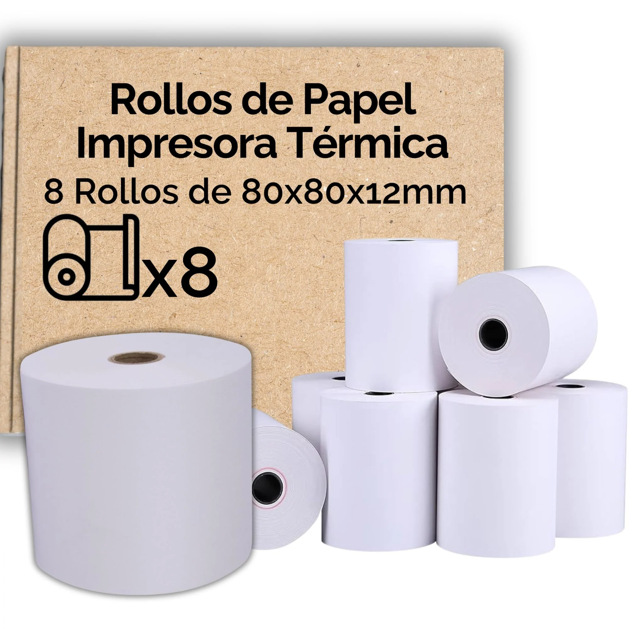 Pack Rollos Papel Termico Impresora 80x80x12 - Imagen 4