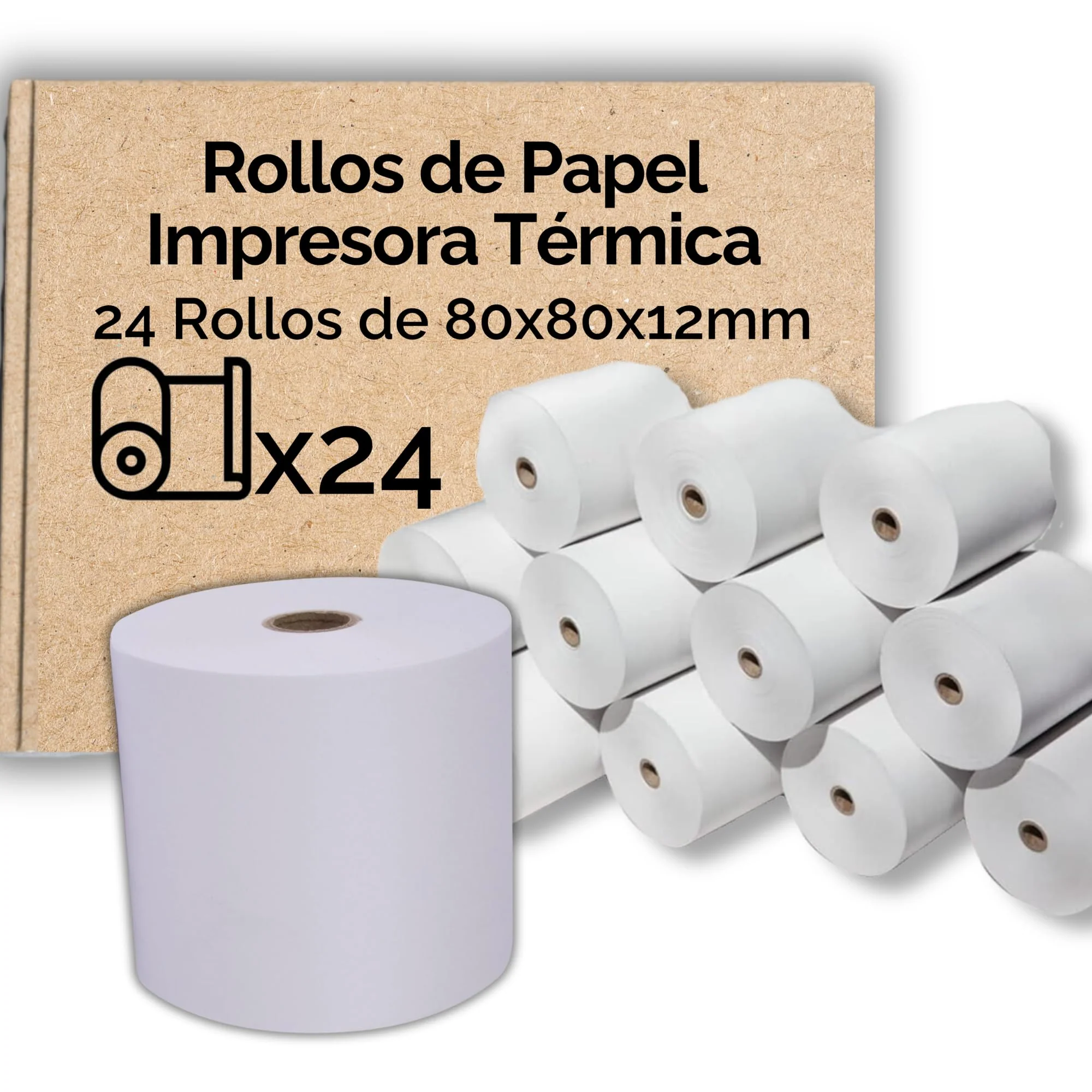 Pack Rollos Papel Termico Impresora 80x80x12 - Imagen 2