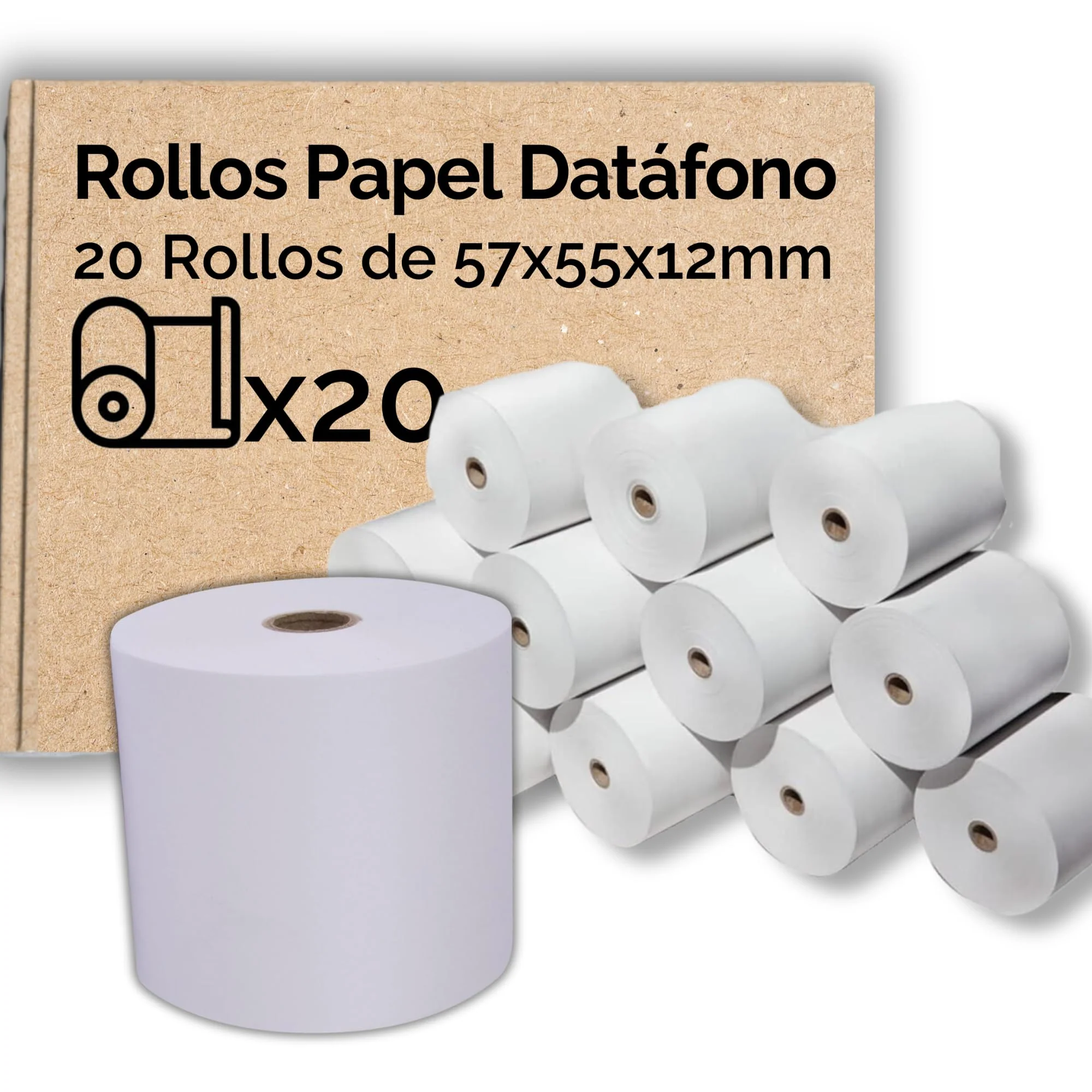 Pack Rollos de Papel Térmico 57x55x12mm - Papel para Tickets de Datáfonos, Cajas Registradoras y TPV - Sin BPA, Calidad y Durabilidad - Imagen 3